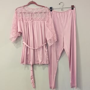 Vintage Pink Lace Pajama Set size Medium